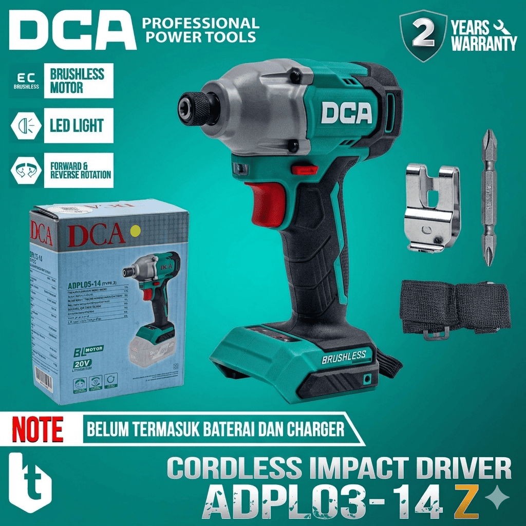 Mesin Obeng Baterai 20 Volt DCA ADPL03-14 Z Cordless Brushless Impact Driver ADPL 03 14 Type Z 20V Unit Only
