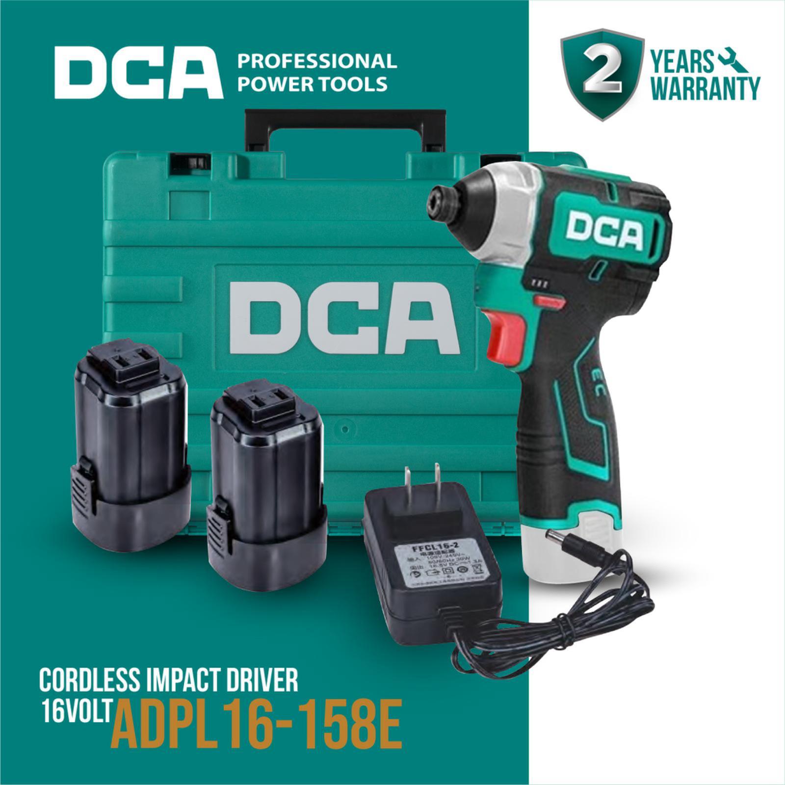 Mesin Bor Obeng Baterai DCA ADPL16-158E 16V Impact Driver ADPL 16-158E Brushless Set