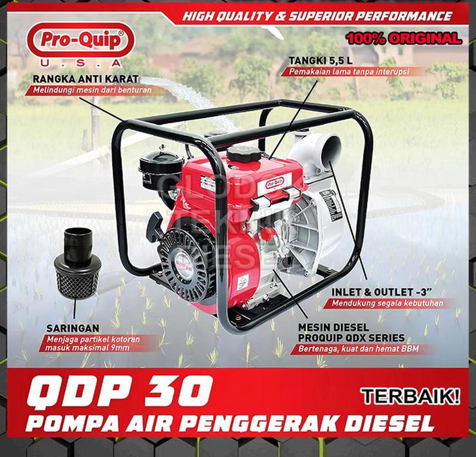 Mesin Pompa Air Irigasi Sawah Ladang Kebun Proquip QDP 30 Pompa Pump Pro-Quip QDP-30 3 Inch 7 Meter Solar Pro Quip