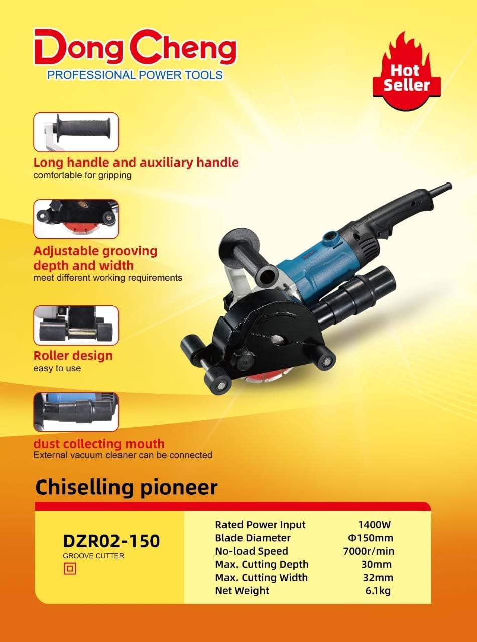 Dongcheng DZR02-150 Mesin Potong Belah Beton 150MM Groove Cutter Wall Chaser DZR 02 150 150 MM 1400 Watt