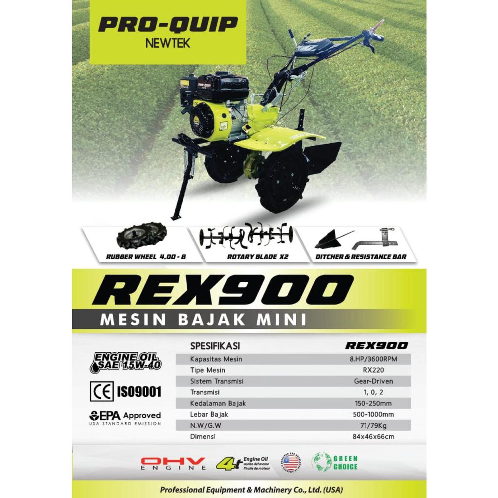 Mesin Traktor Bajak Sawah Mini Basah Kering Proquip REX 900 Cultivator Mini Tiller REX900