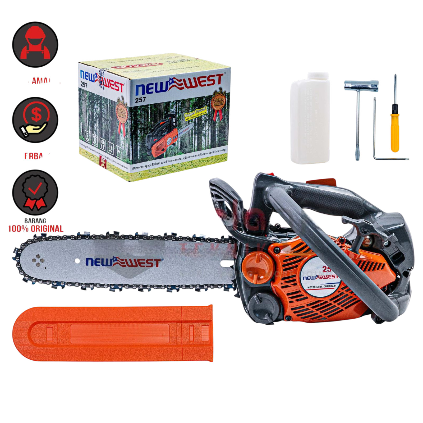 Mesin Gergaji Kayu Bensin Newest 257 Chainsaw Gasoline 2 Tak New West 257 12 Inch