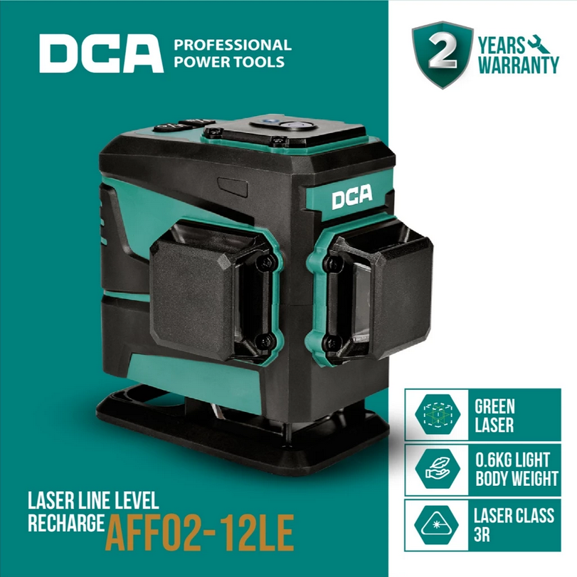 Meteran Garis Laser Level DCA AFF02-12LE Rechargeable Green Laser Level Cordless 4 AH 10 Meter AFF 02-12 LE